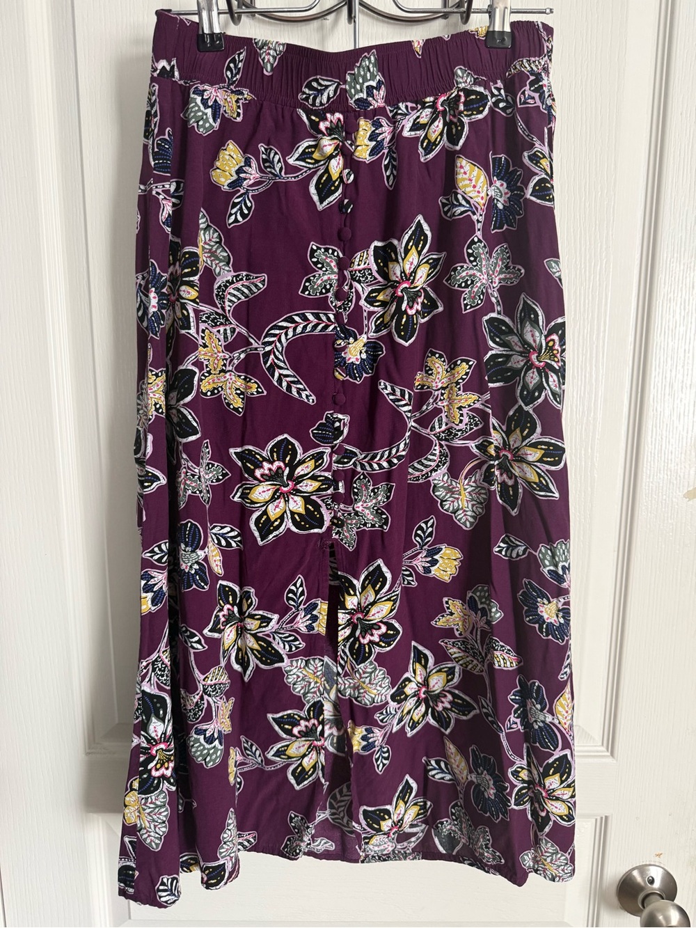 LOFT Plum Floral Maxi Skirt